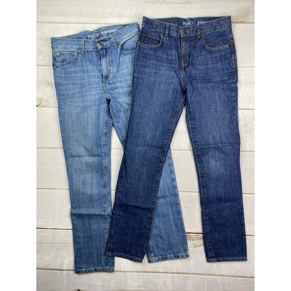 2 Pairs Of Boys Jeans The Children's Place Size 14 Straight Leg Dark & Med NWT - Picture 1 of 11